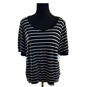 89th + Madison Blouse Women's XL Preppy Work Business Casual Striped Stretchy